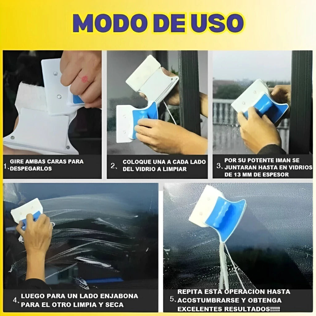 🔥 LIMPIA VIDRIOS MAGNÉTICO EFECTO RELUCIENTE + ENVÍO GRATIS