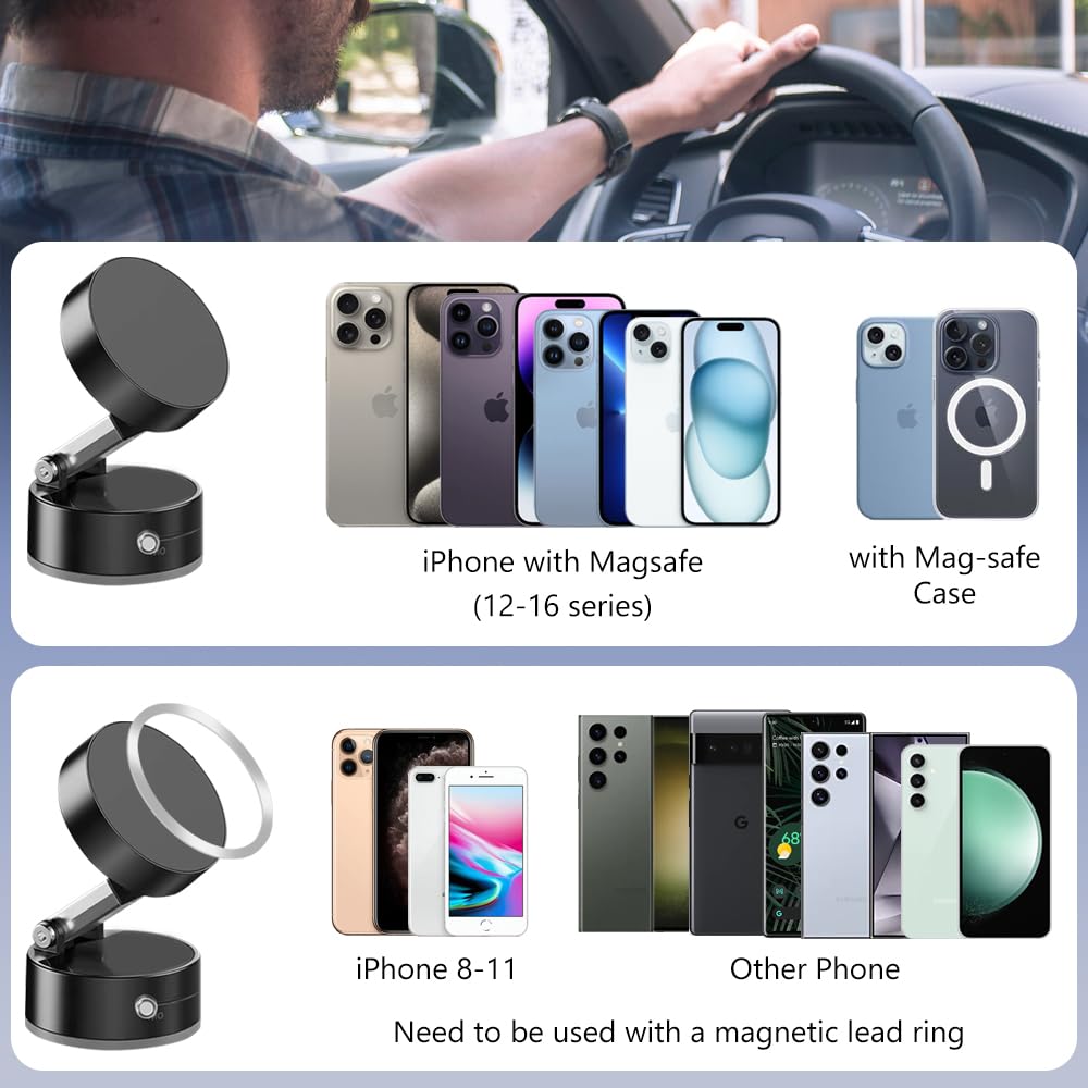 🧲 Soporte Móvil Magnético para Auto – Ventosa Ultra Fuerte & Giro 360°