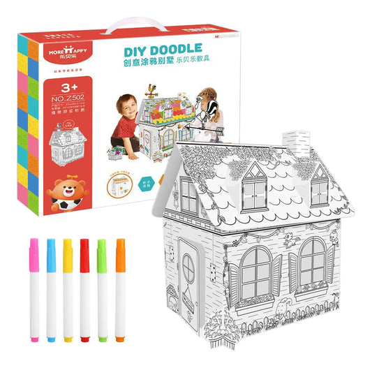 Casa de Cartón para Pintar y Jugar | Refugio Creativo para Niños de 3 a 8 Años