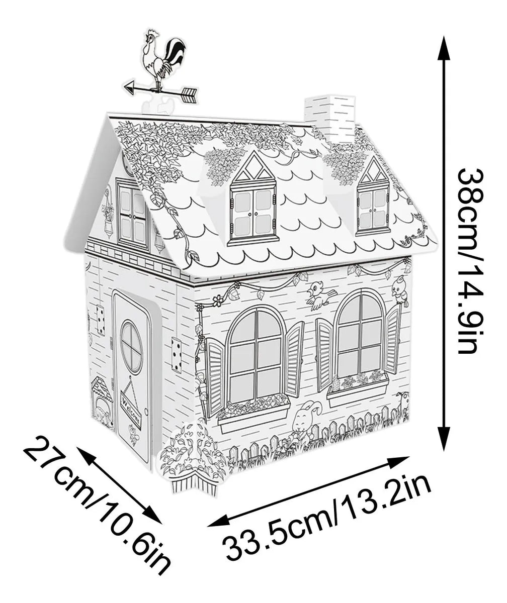 Casa de Cartón para Pintar y Jugar | Refugio Creativo para Niños de 3 a 8 Años