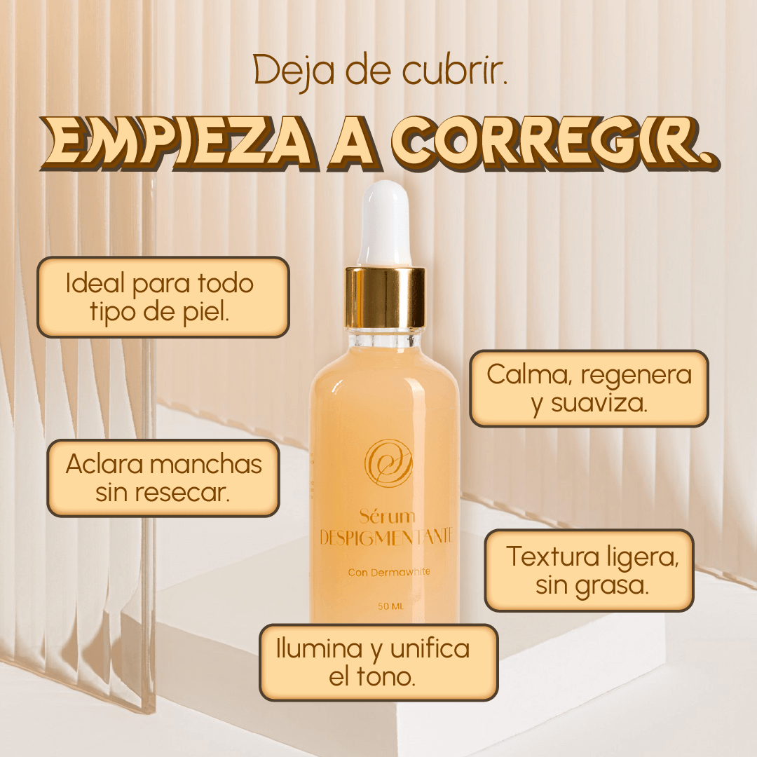 Sérum Despigmentante Facial Dermawhite SECRETOS – Elimina Manchas en 2 Semanas, Aclara e Ilumina la Piel