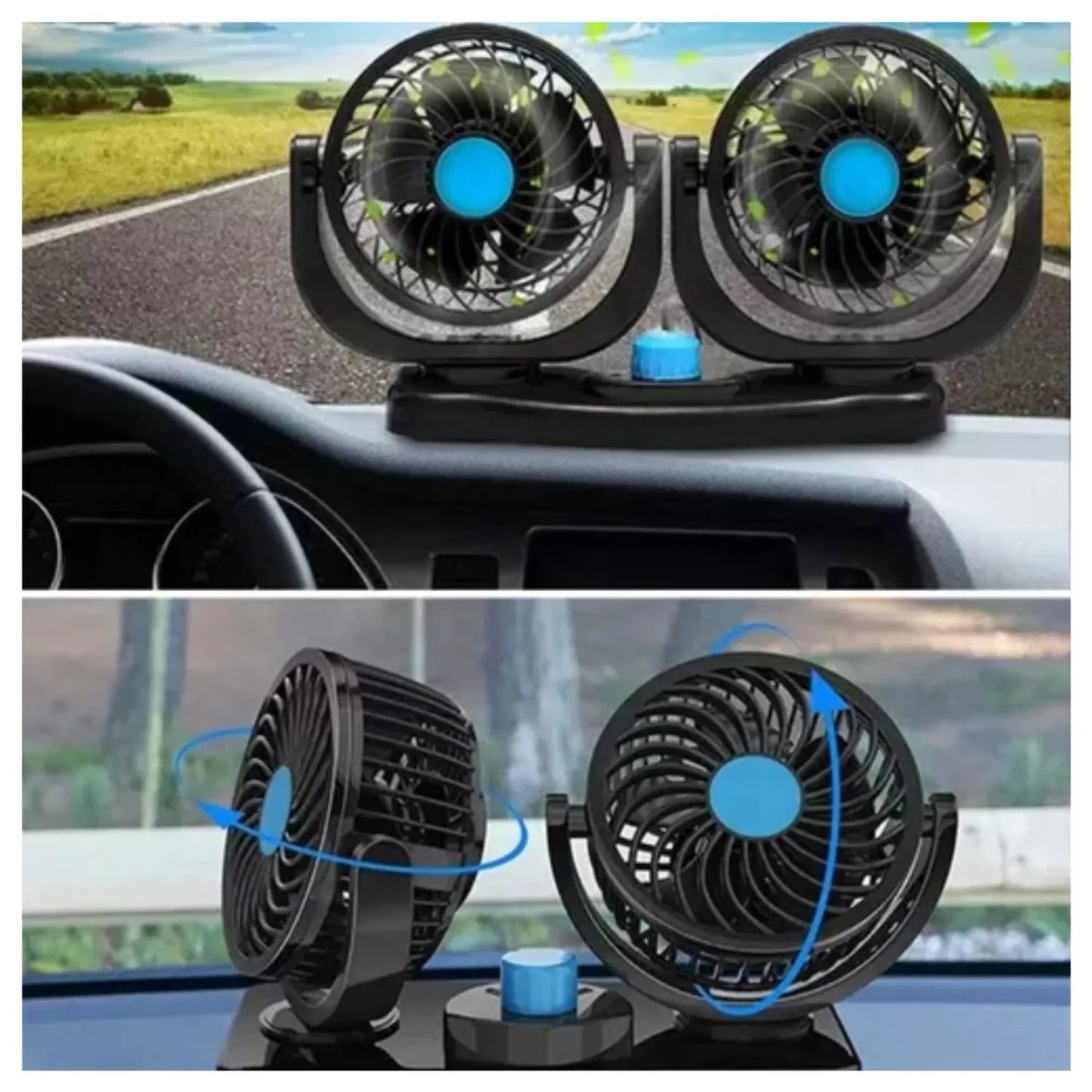 Ventilador Doble 360° para Auto | Refrescá tu Carro Rápido y Sin Aire Acondicionado