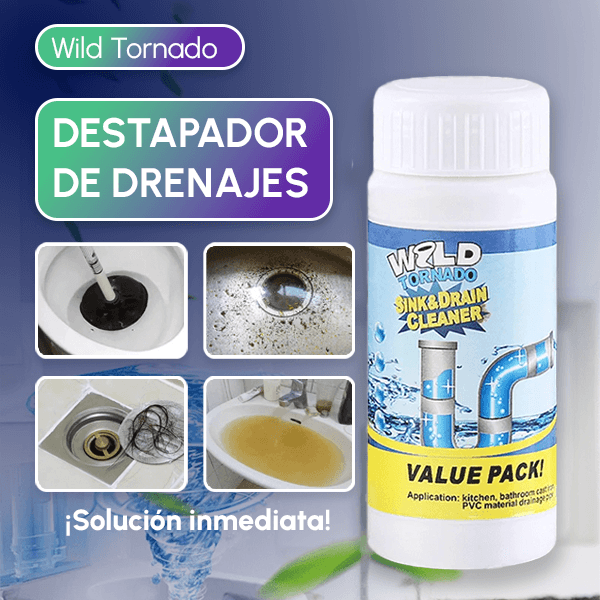 SÚPER POLVO DESTAPA TUBERÍA WILD TORNADO + REGALO