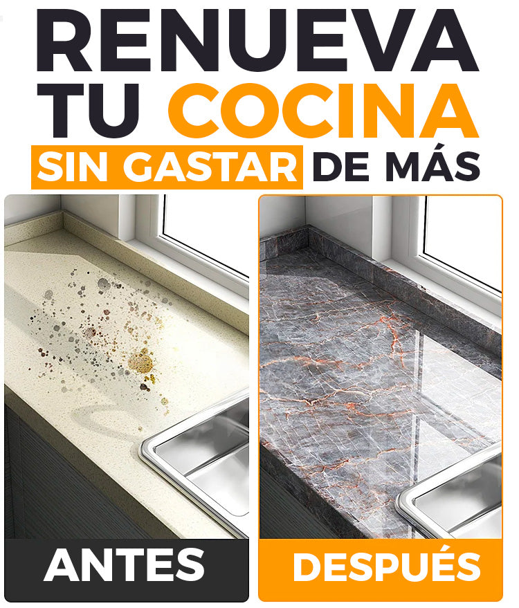 Película Mármol Autoadhesiva Impermeable – Papel Tapiz Renovación Cocina y Muebles