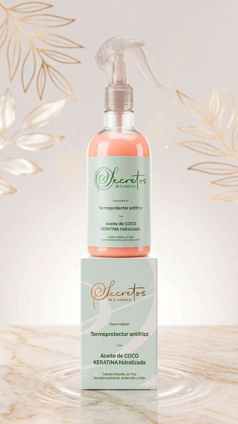 Alisador Capilar Termoprotector Antifrizz con Keratina y Aceite de Coco – Cabello Liso, Brillante y Sin Frizz al Instante con Protección Total contra el Calor