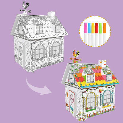 Casa de Cartón para Pintar y Jugar | Refugio Creativo para Niños de 3 a 8 Años