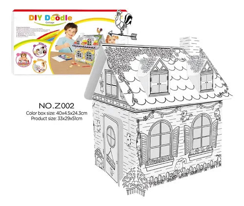 Casa de Cartón para Colorear para Niños DIY Doodle – Juego Creativo, Educativo y Divertido para Pintar y Decorar en Casa