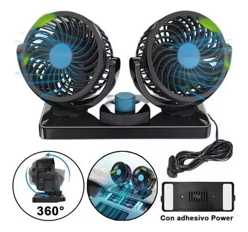 Ventilador Doble 360° para Auto | Refrescá tu Carro Rápido y Sin Aire Acondicionado