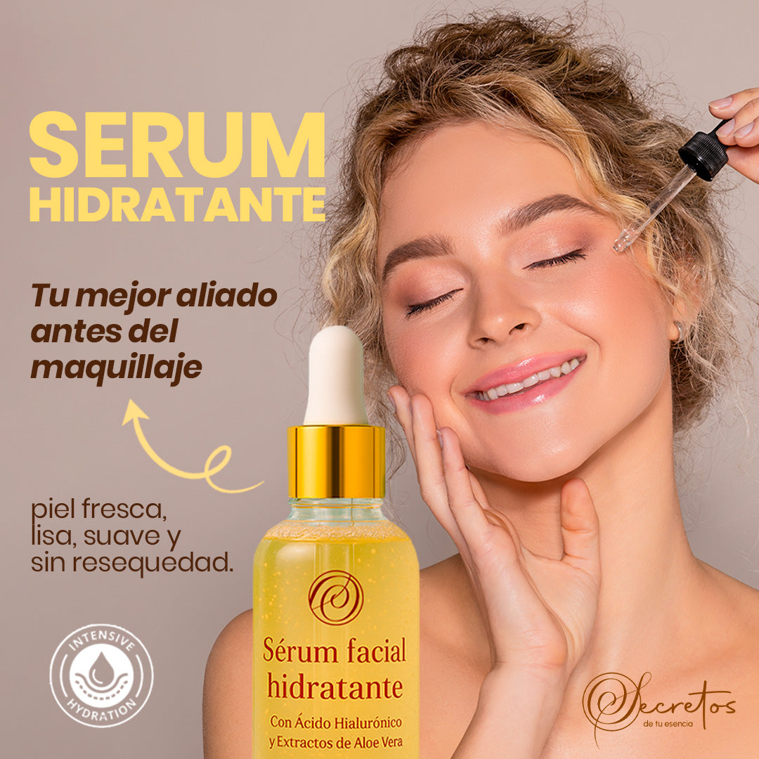 Sérum Hidratante Facial con Ácido Hialurónico y Aloe Vera SECRETOS – Hidratación Profunda, Piel Suave y Radiante