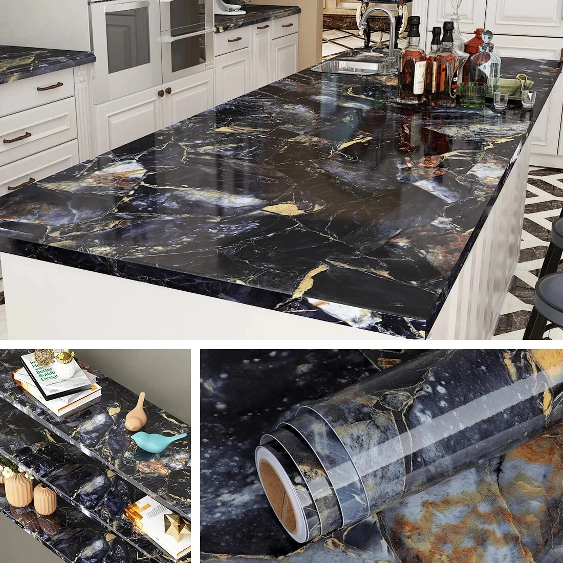 Película Mármol Autoadhesiva Impermeable – Papel Tapiz Renovación Cocina y Muebles