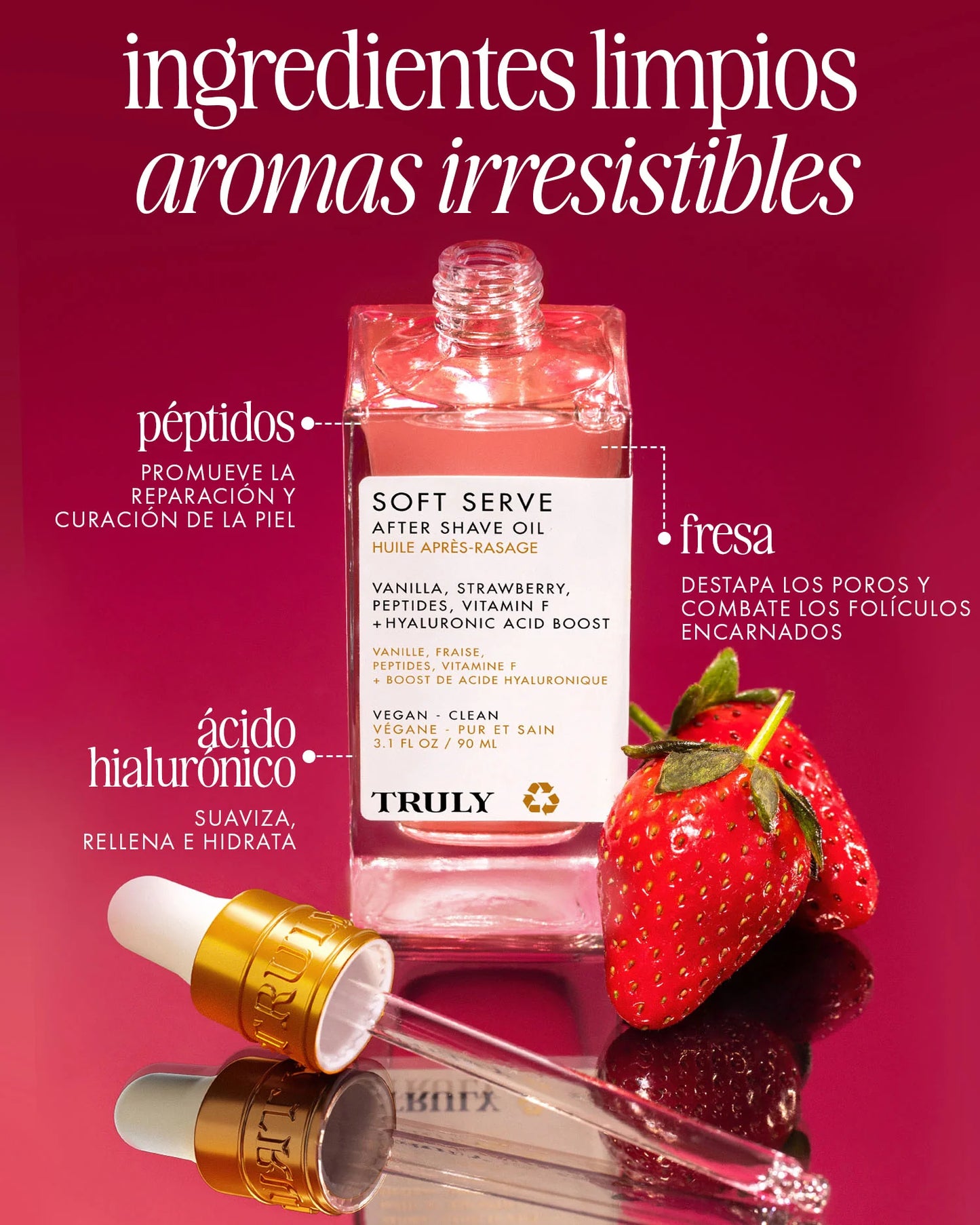 Aceite para Después del Afeitado Truly Beauty | Fresa y Vainilla | Anti Irritación, Vellos Encarnados y Granitos | Piel Suave e Hidratada