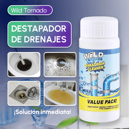 SÚPER POLVO DESTAPA TUBERÍA WILD TORNADO + REGALO